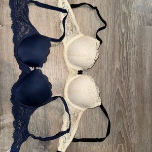 Victoria's Secret Lace Bra Duo - Midnight Blue and Ivory